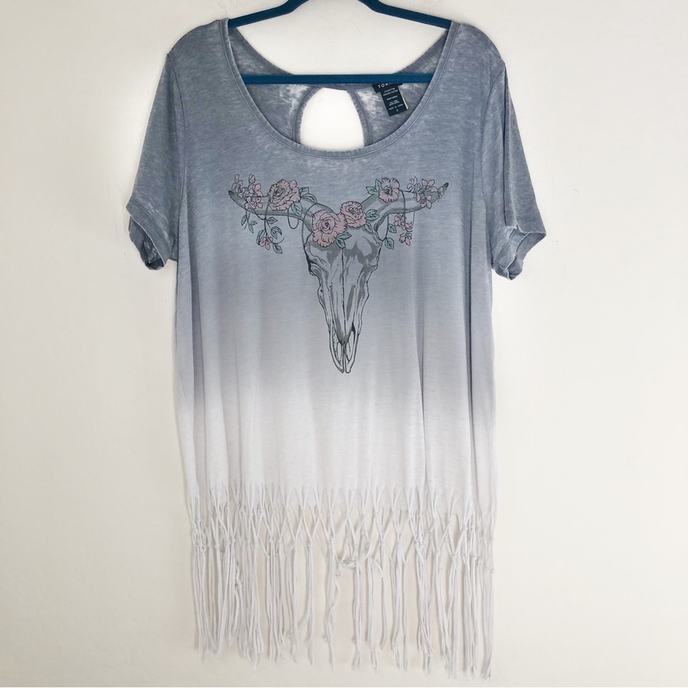 Torrid Ombre Cow Skull Fringe Top size 2 - Picture 7 of 7